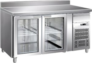 Pro Kühltisch mit Aufkantung, 2 Glastüren und kleine Schublade GN1/1 1360x700x860mm
