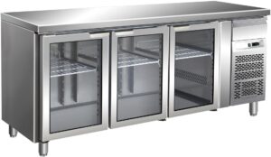 Pro Kühltisch mit 3 Glastüren und kleine Schublade GN1/1 1795x700x860mm