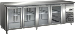 Pro Kühltisch mit 4 Glastüren und kleine Schublade GN1/1 2230x700x860mm