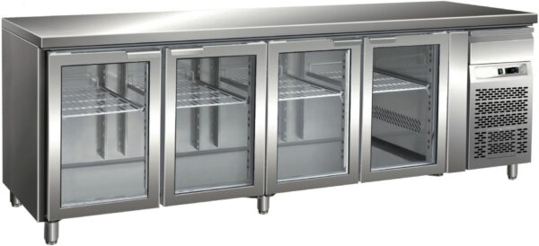 Pro Kühltisch mit 4 Glastüren und kleine Schublade GN1/1 2230x700x860mm