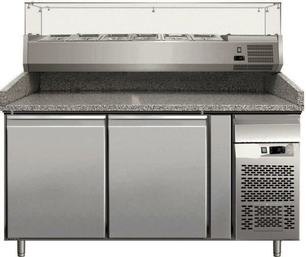 Pro Pizzatisch mit Aufsatzvitrine 1510x800x1000 mm