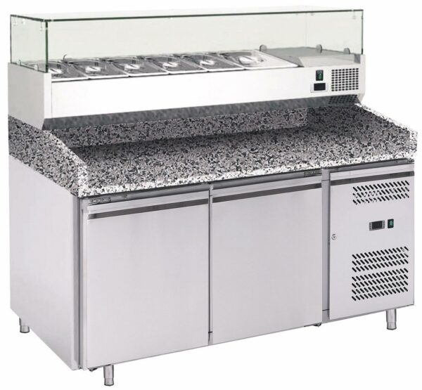 Eco Pizzatisch mit Aufsatzvitrine 1510x800x1000 mm