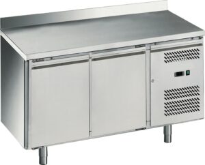Eco Kühltisch mit Aufkantung und mit 2 Türen, Monoblock GN1/1 1360x700x850mm