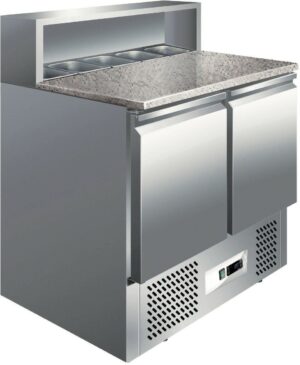 Pro Pizzatisch mit 2 Türen und Granitplatte 900x700x1100 mm