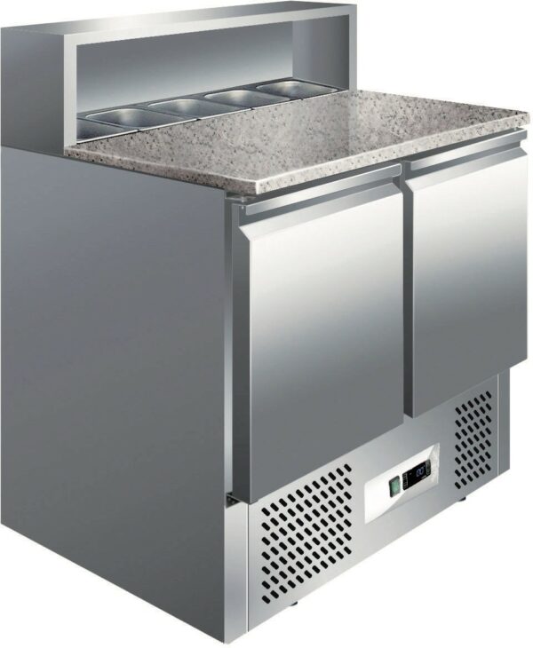 Pro Pizzatisch mit 2 Türen und Granitplatte 900x700x1100 mm