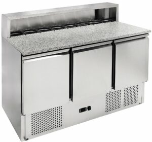 Eco Pizzatisch mit 3 Türen und Granitplatte 1365x700x1020 mm