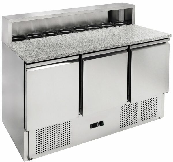 Eco Pizzatisch mit 3 Türen und Granitplatte 1365x700x1020 mm