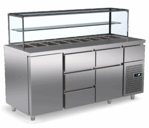 Pro Saladette mit 1 Tür und 6 Schubladen 1800x700x1400mm