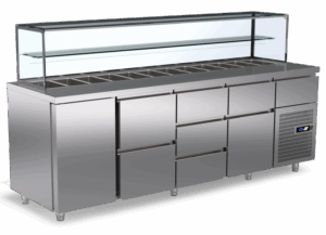 Pro Saladette mit 1 Tür und 8 Schubladen 2350x700x1400mm