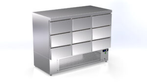 Pro Fisch-Kühltisch mit 9 Schubladen 1410x700x1100mm