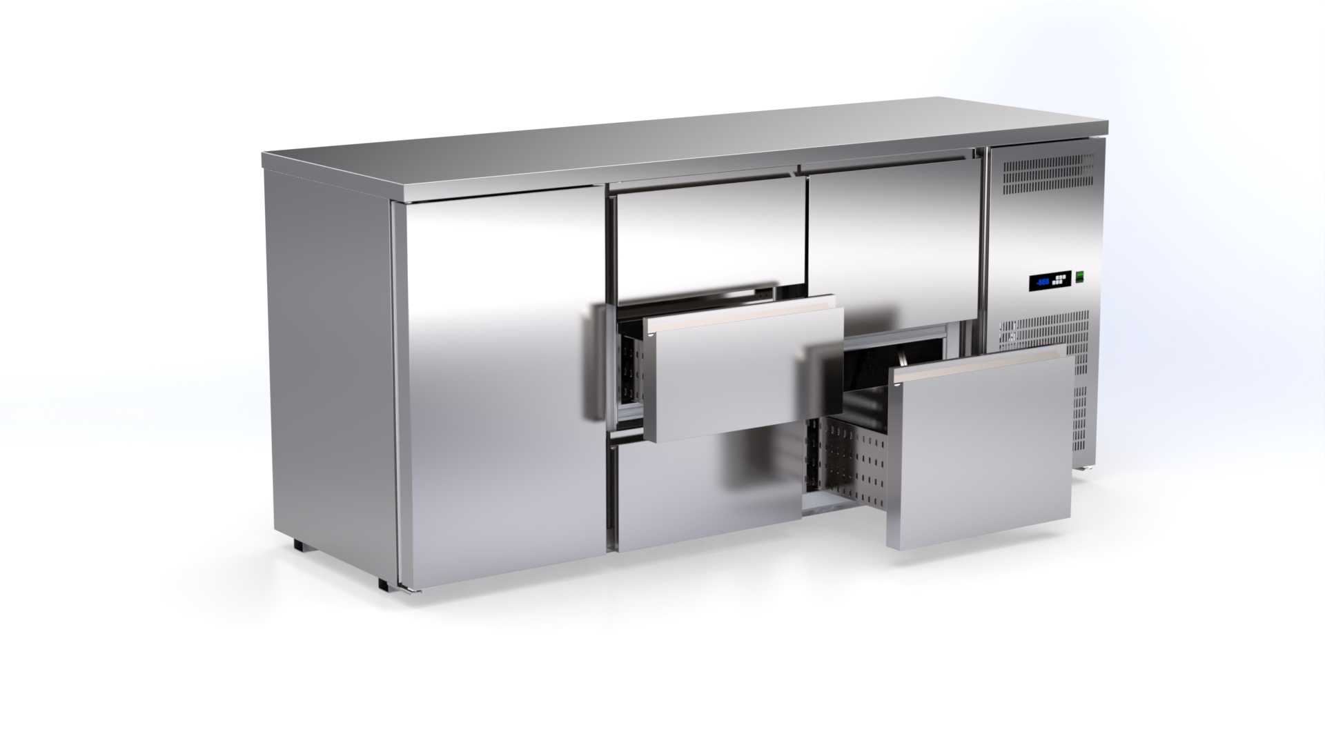 Pro Bar-Kühltisch mit 1 Tür und 5 Schubladen 2100x700x900mm