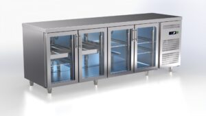 Pro Kühltisch mit 4 Glastüren GN1/1 2350x700x870mm