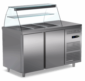 Pro Saladette mit 2 Türen und Kassentisch 1410x700x1250mm