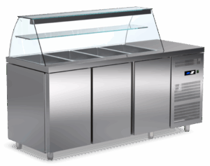 Pro Saladette mit 3 Türen und Kassentisch 1880x700x1250mm