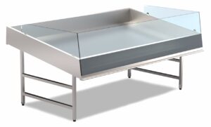 Edelstahl Fisch-Vitrine ohne Unterboden 1000x1170x950mm