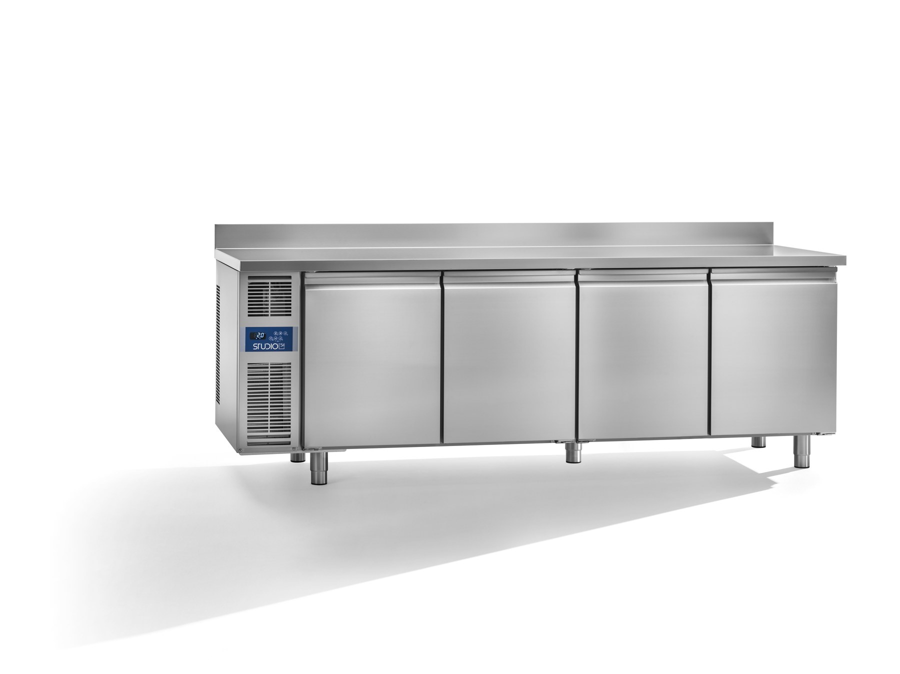 Studio54 Daiquiri Top Line EN 600x400 H760 Kühltisch 4 Türen externes Aggregat – Arbeitsplatte mit Aufkantung