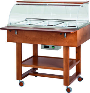 Pro Bain-Marie-Wagen in Holzoptik