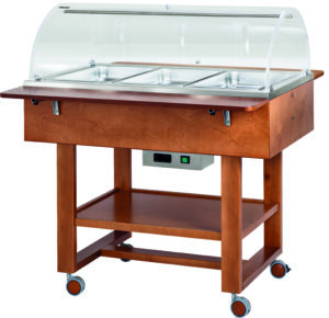 Pro Bain-Marie-Wagen in Holzoptik