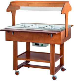 Pro Bain-Marie-Wagen in Holzoptik