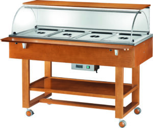 Pro Bain-Marie-Wagen in Holzoptik