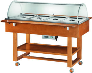 Pro Bain-Marie-Wagen in Holzoptik